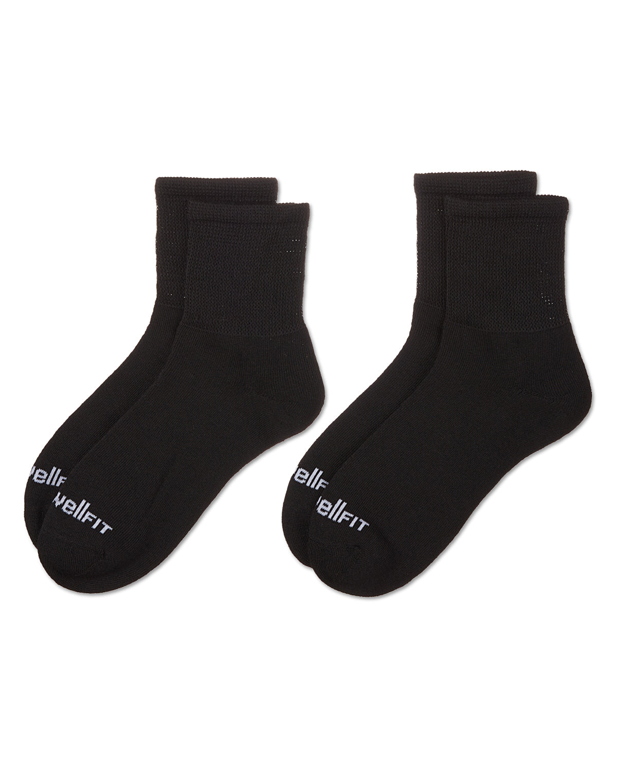 2 Pair Pack Diabetic Full Cushioned Quarter Socks : Color: Black-Black