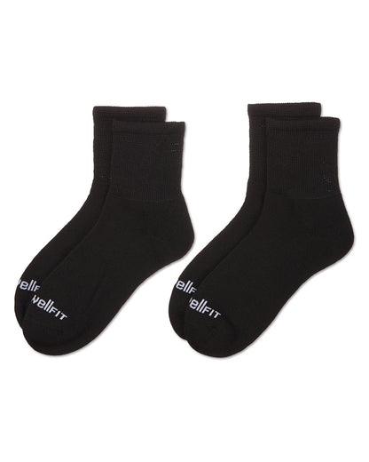 2 Pair Pack Diabetic Full Cushioned Quarter Socks : Color: Black-Black