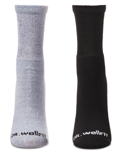 2 Pair Pack Diabetic Full Cushioned Quarter Socks : Color: Black-Black