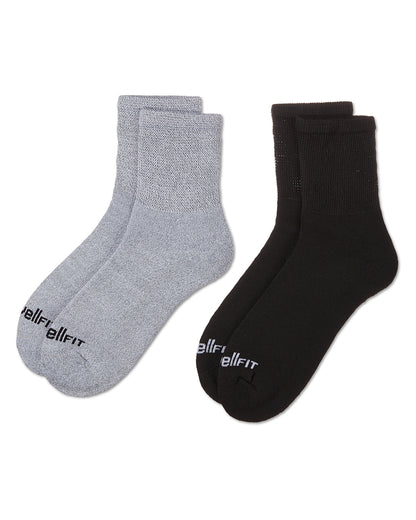 2 Pair Pack Diabetic Full Cushioned Quarter Socks : Color: Black-Black