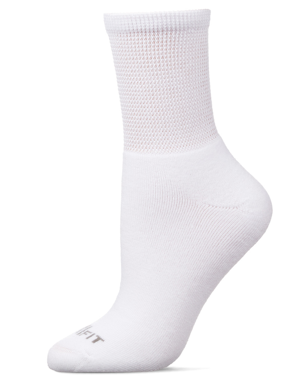 2 Pair Pack Diabetic Full Cushioned Quarter Socks : Color: White-White