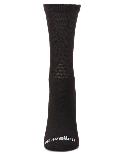 2 Pair Pack Diabetic Full Cushioned Crew Socks : Color: Black-Black