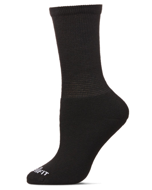 2 Pair Pack Diabetic Full Cushioned Crew Socks : Color: Black-Black