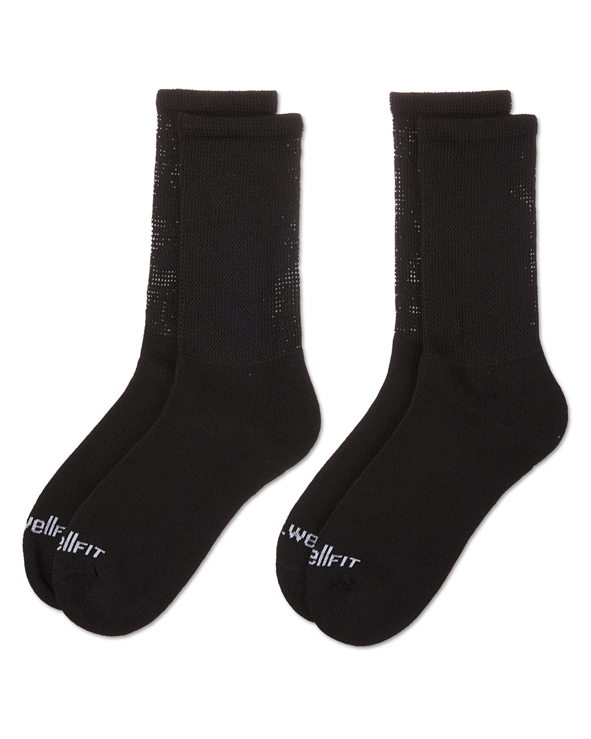 2 Pair Pack Diabetic Full Cushioned Crew Socks : Color: Black-Black