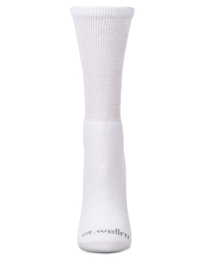 2 Pair Pack Diabetic Full Cushioned Crew Socks : Color: White-White