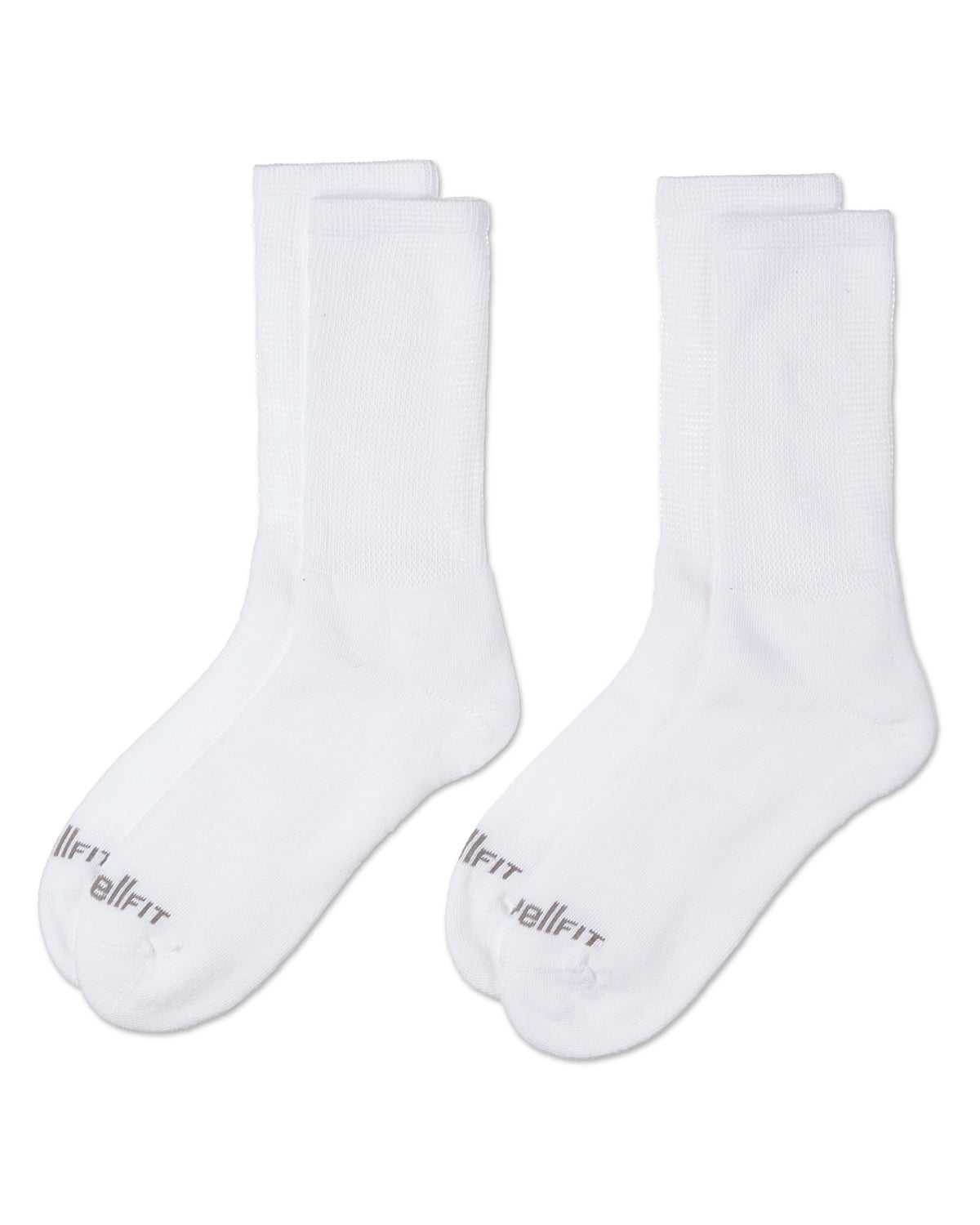 2 Pair Pack Diabetic Full Cushioned Crew Socks : Color: White-White