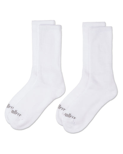2 Pair Pack Diabetic Full Cushioned Crew Socks : Color: White-White