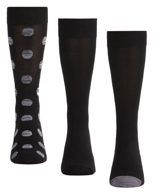 Men's 3 Pair Pack Super Soft Allover Polka Dot Crew Socks : Color: Black-Gray
