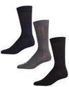 Men's 3 Pair Pack Luxury Subtle Patterned Microfiber Crew Socks : Color: Navy/Gray/Black