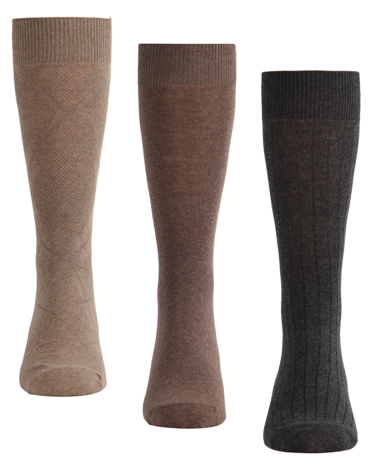 Men's 3 Pair Pack Luxury Microfiber Diamond Crew Socks : Color: KBG