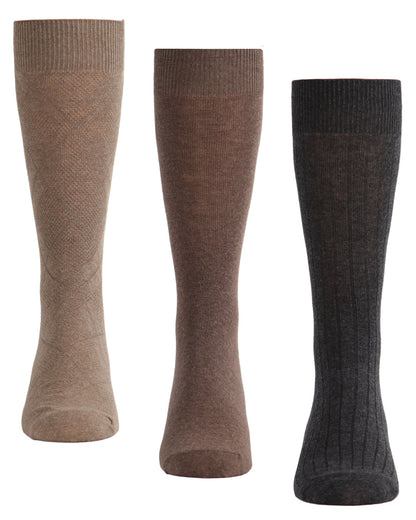 Men's 3 Pair Pack Luxury Microfiber Diamond Crew Socks : Color: KBG