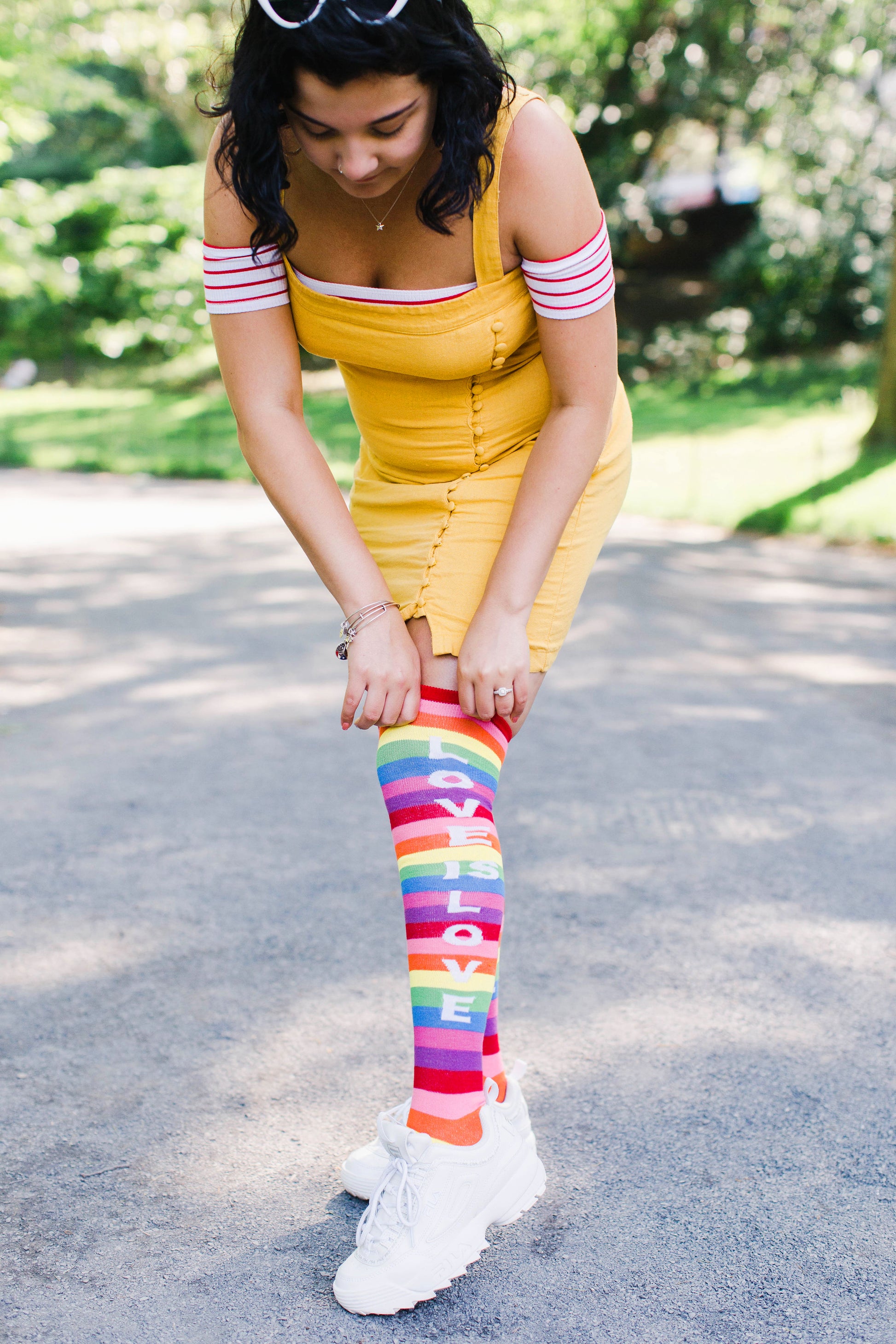 Love Is Love Over The Knee Rainbow Socks : Color: Multi
