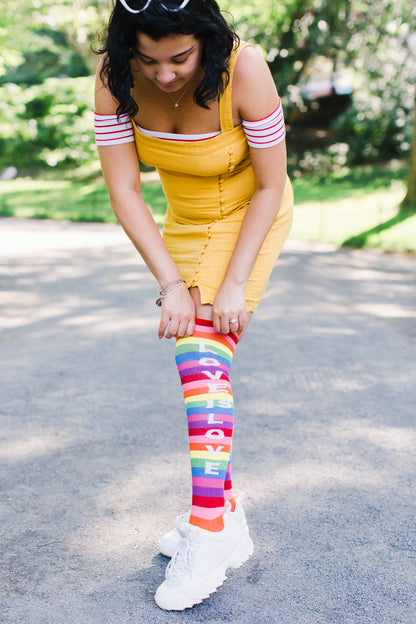 Love Is Love Over The Knee Rainbow Socks : Color: Multi