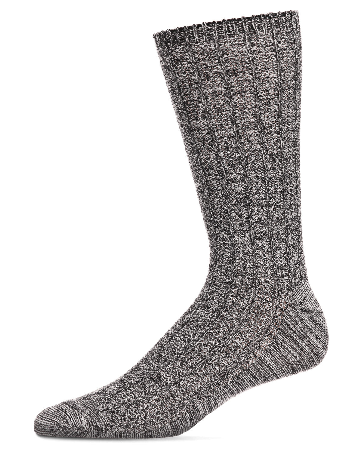 Men's Twisted Texture Soft Marled Everyday Boot Sock : Color: Black
