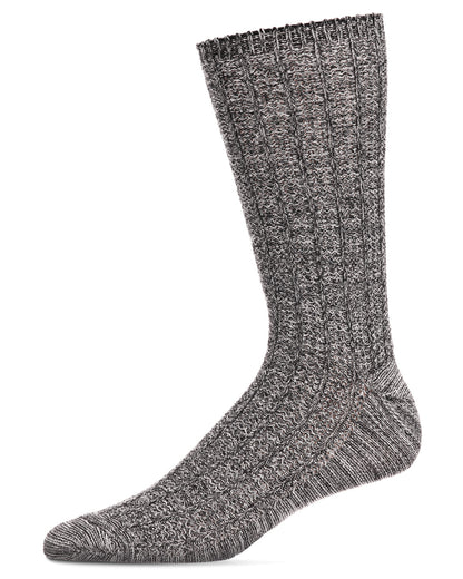 Men's Twisted Texture Soft Marled Everyday Boot Sock : Color: Black