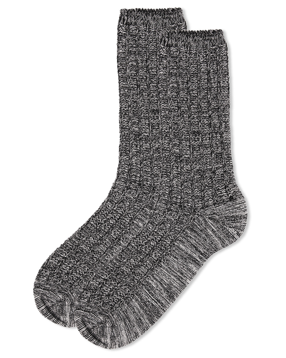 Men's Twisted Texture Soft Marled Everyday Boot Sock : Color: Black