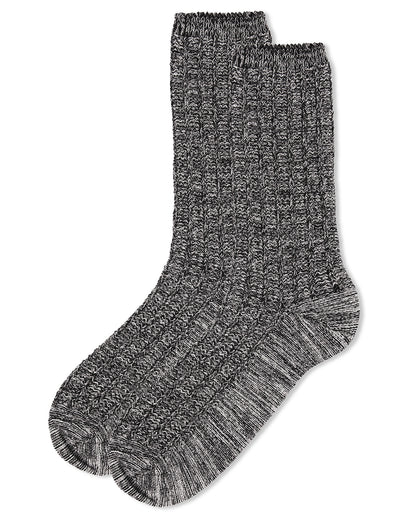 Men's Twisted Texture Soft Marled Everyday Boot Sock : Color: Black