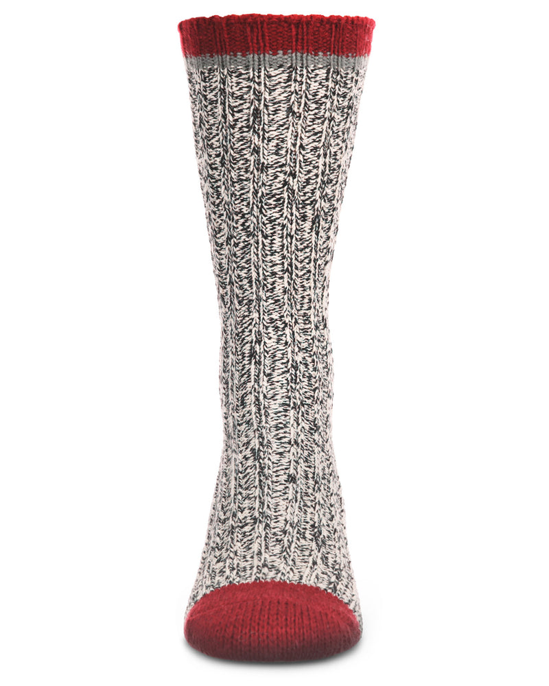 Men's Tipped Ribbed Textured Cotton Blend Boot Sock