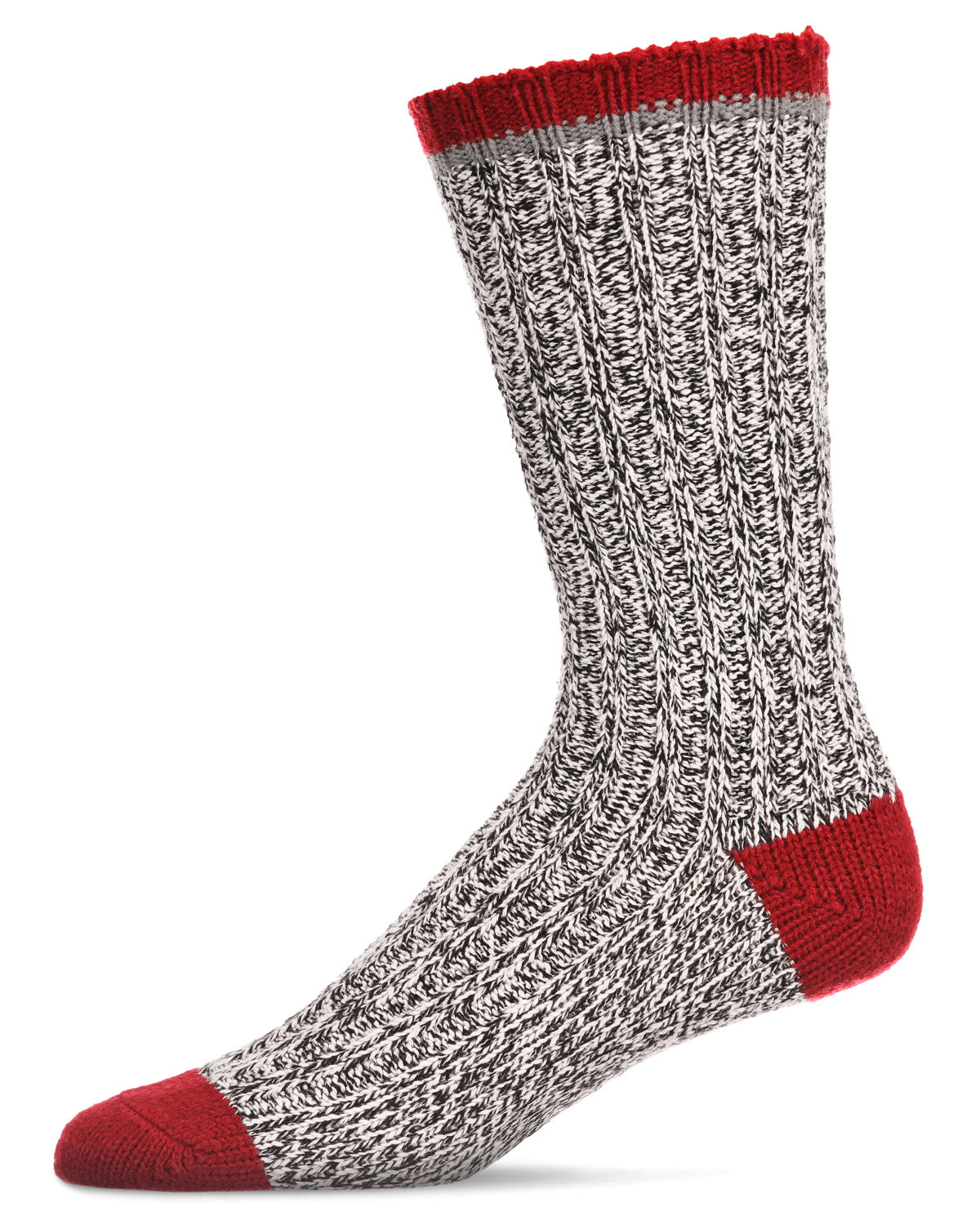 Men's Tipped Ribbed Textured Cotton Blend Boot Sock : Color: Black