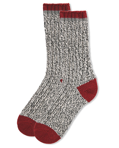 Men's Tipped Ribbed Textured Cotton Blend Boot Sock : Color: Black