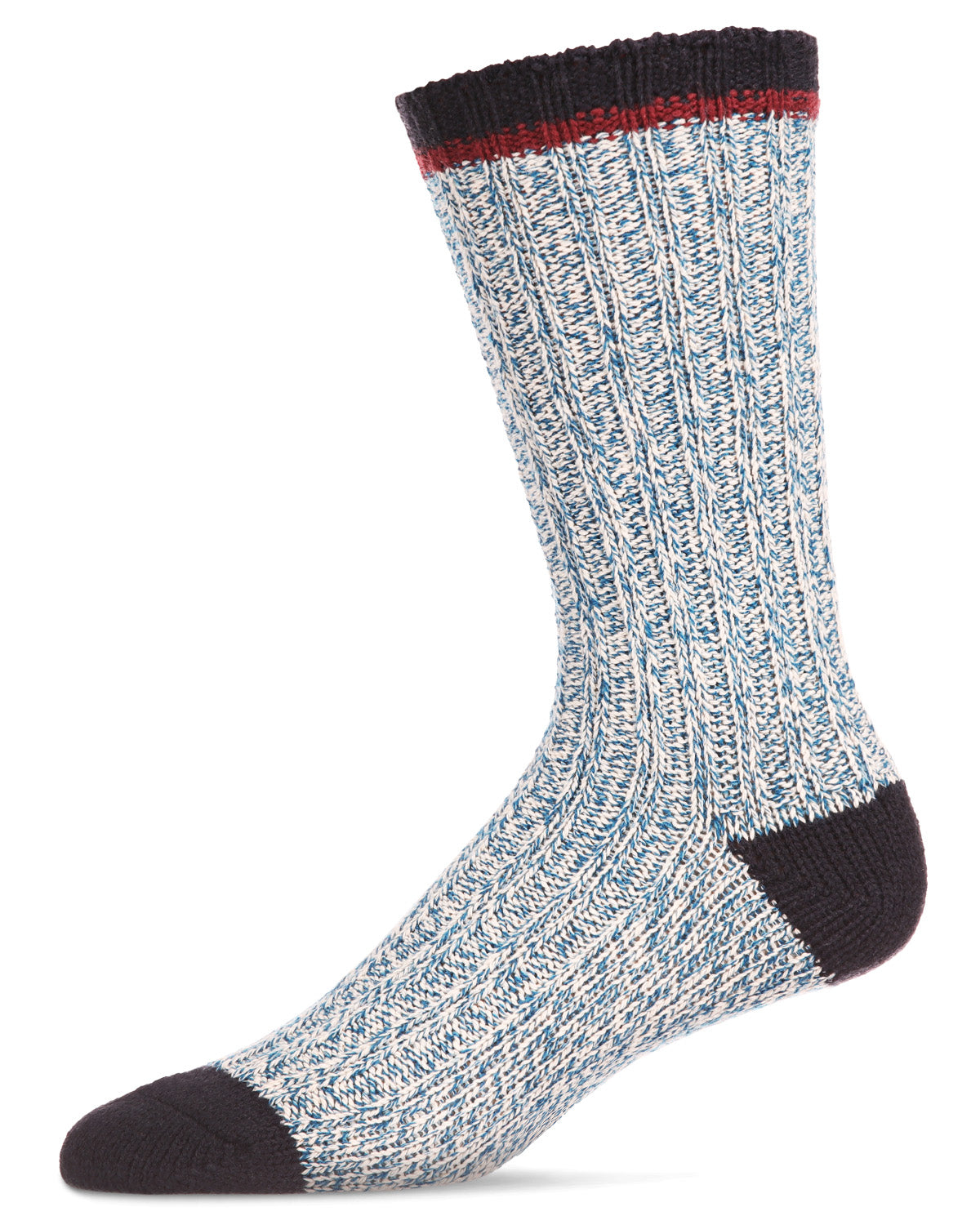 Men's Tipped Ribbed Textured Cotton Blend Boot Sock : Color: Legion Blue