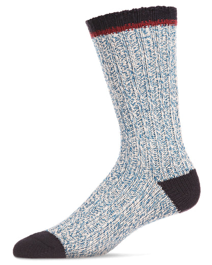 Men's Tipped Ribbed Textured Cotton Blend Boot Sock : Color: Legion Blue