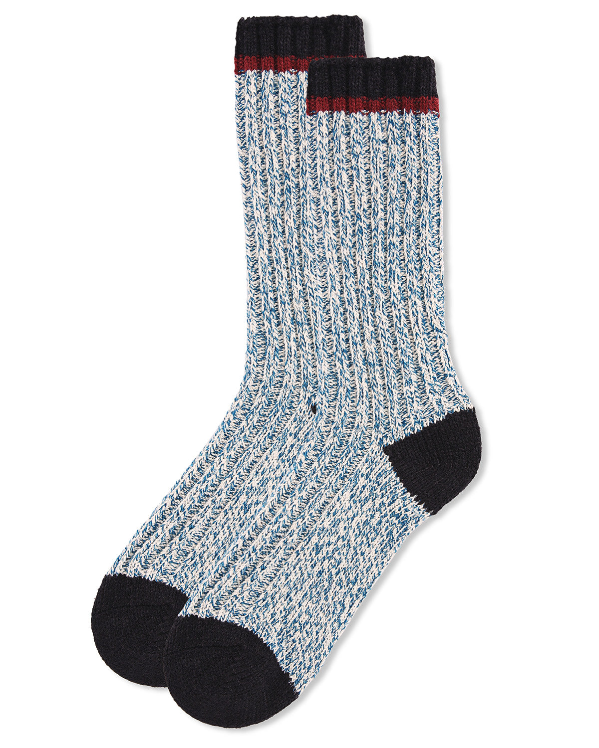 Men's Tipped Ribbed Textured Cotton Blend Boot Sock : Color: Legion Blue