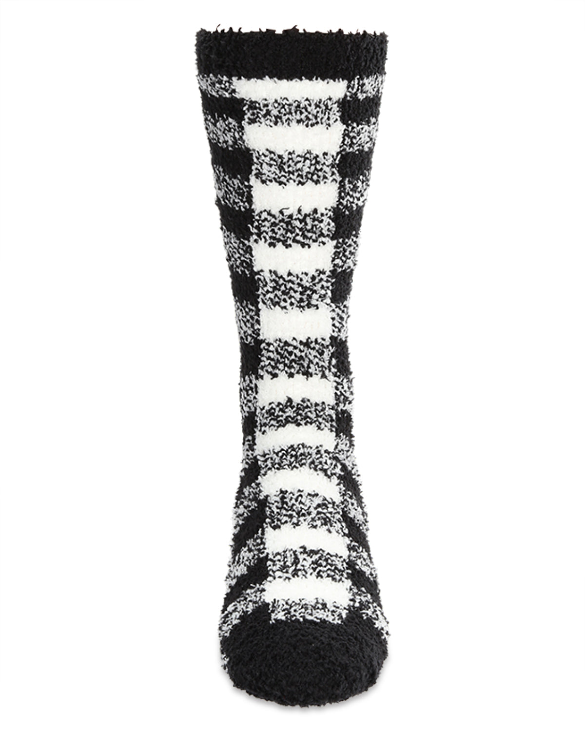 Men's Buffalo Plaid Fuzzy Warm Cozy Crew Sock : Color: Black