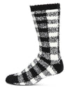 Men's Buffalo Plaid Fuzzy Warm Cozy Crew Sock : Color: Black