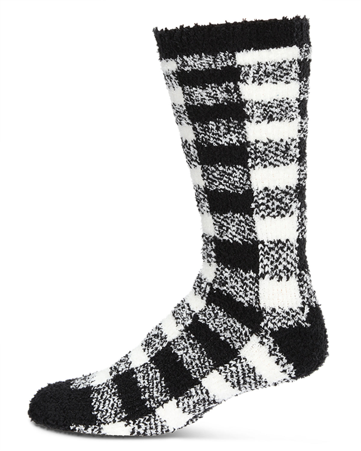 Men's Buffalo Plaid Fuzzy Warm Cozy Crew Sock : Color: Black