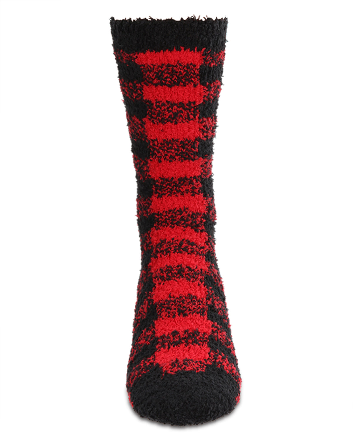 Men's Buffalo Plaid Fuzzy Warm Cozy Crew Sock : Color: Red