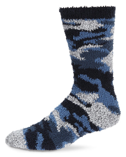 Men's Camo Fuzzy Warm Cozy Crew Socks : Color: Navy