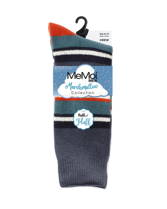 Men's Stripe Buttersoft Cozy Crew Socks : Color: Blue