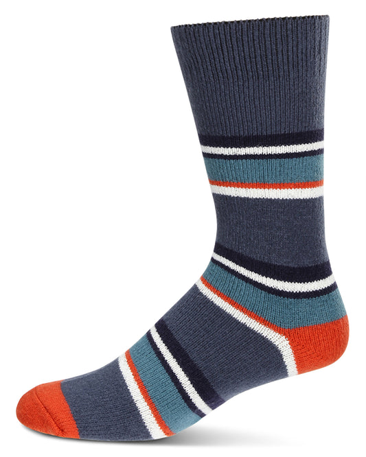 Men's Stripe Buttersoft Cozy Crew Socks : Color: Blue