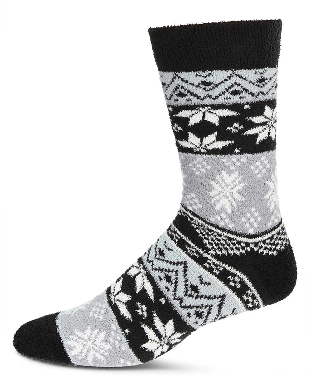 Men's Snowflake Fairisle Super Soft Cozy Crew Socks : Color: Black