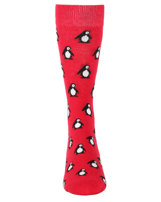 Men's Penguins Luxuriously Soft Cashmere Crew Socks : Color: Red