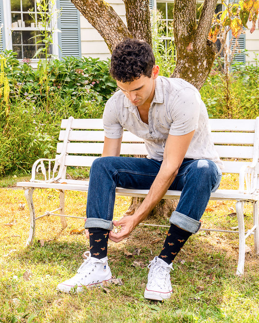 Men's Red Duck Luxuriously Soft Cashmere Crew Socks : Color: Black