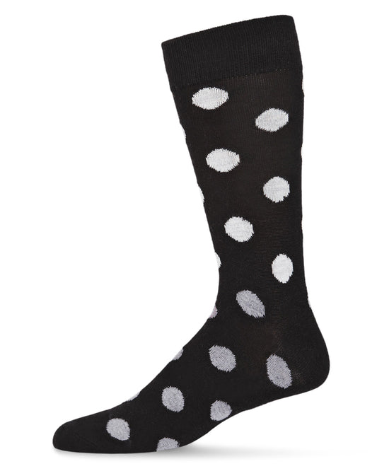 Men's Polka Dot Luxuriously Soft Cashmere Blend Crew Sock : Color: Black