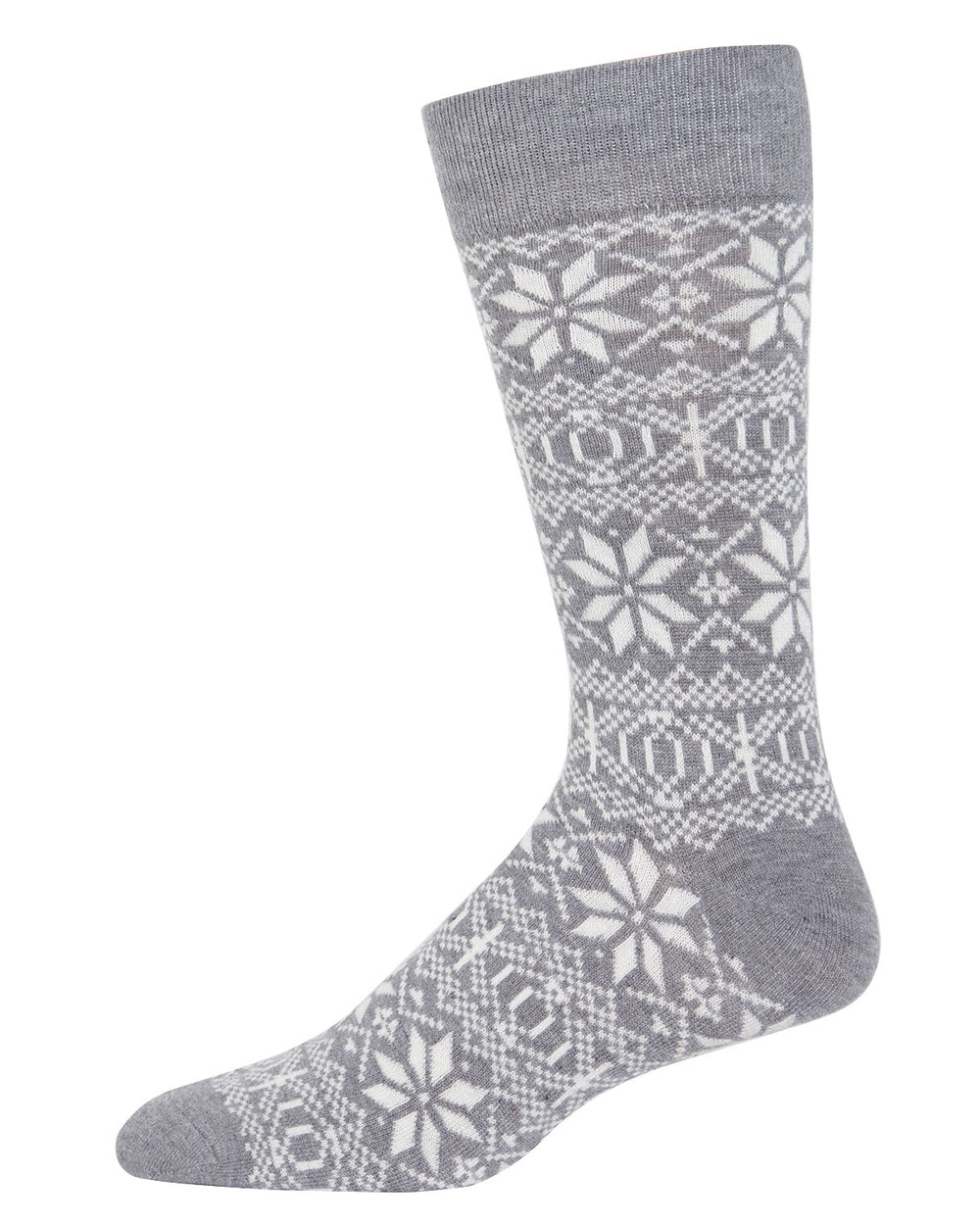 Men's Snowflake Luxuriously Soft Cashmere Blend Crew Socks : Color: Medium Gray Heather