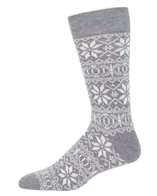 Men's Snowflake Luxuriously Soft Cashmere Blend Crew Socks : Color: Medium Gray Heather