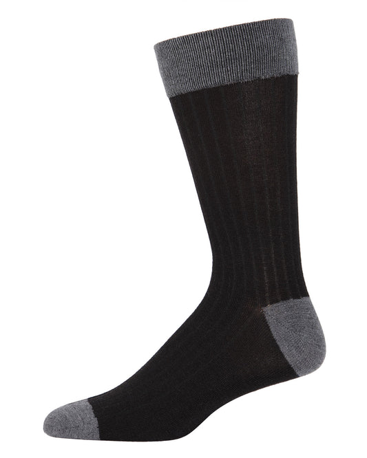 Men's Rib Knit Luxuriously Soft Cashmere Crew Socks : Color: Black