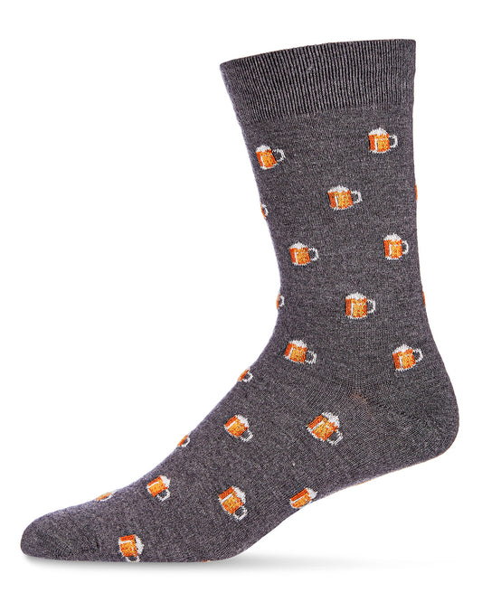 Men's Beer Mugs Luxuriously Soft Cashmere Blend Crew Socks : Color: Dark Gray Heather