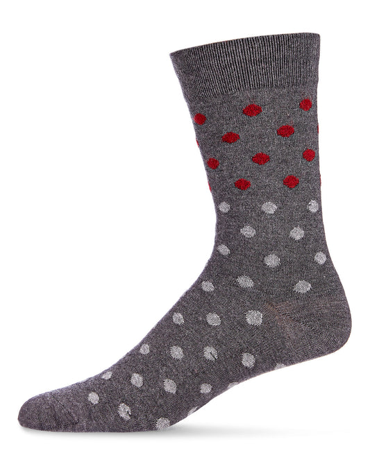 Men's Two Tone Polka Dot Luxuriously Soft Cashmere Crew Socks : Color: Medium Gray Heather