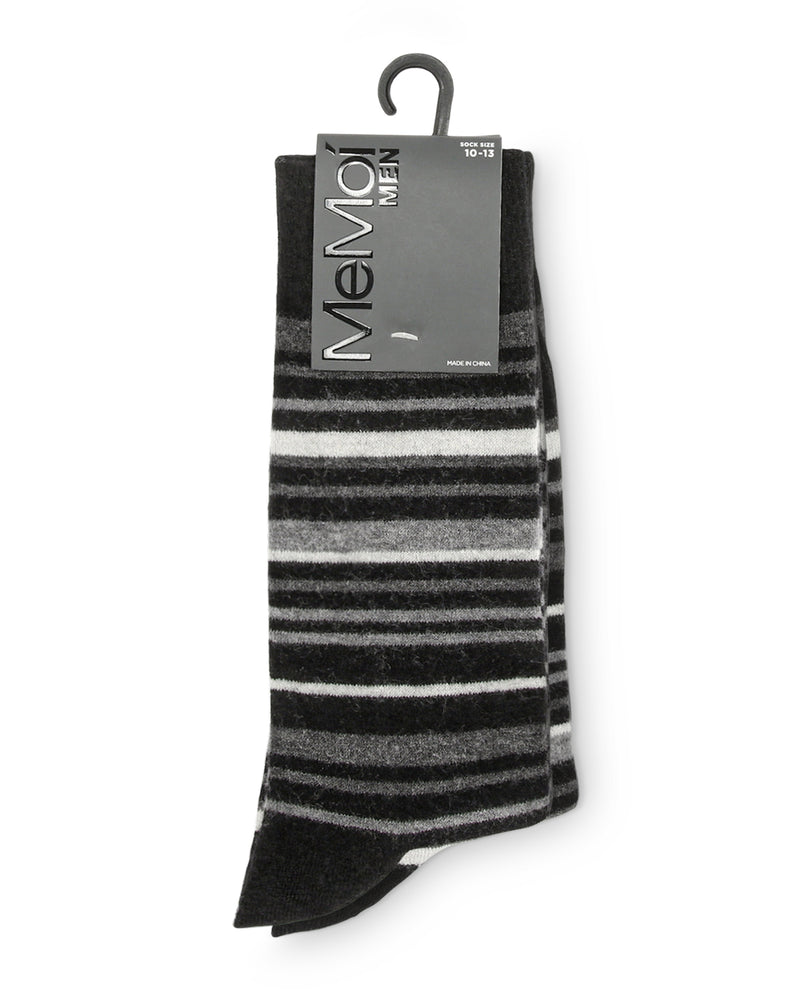 Men's Slick Stripes Luxuriously Soft Cashmere Blend Crew Socks