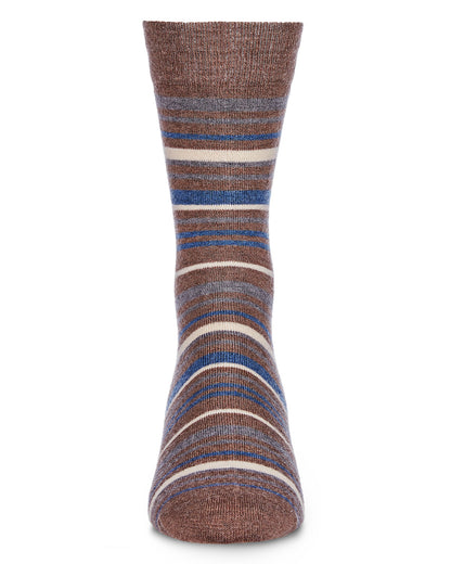 Men's Slick Stripes Luxuriously Soft Cashmere Blend Crew Socks : Color: Hemp Heather