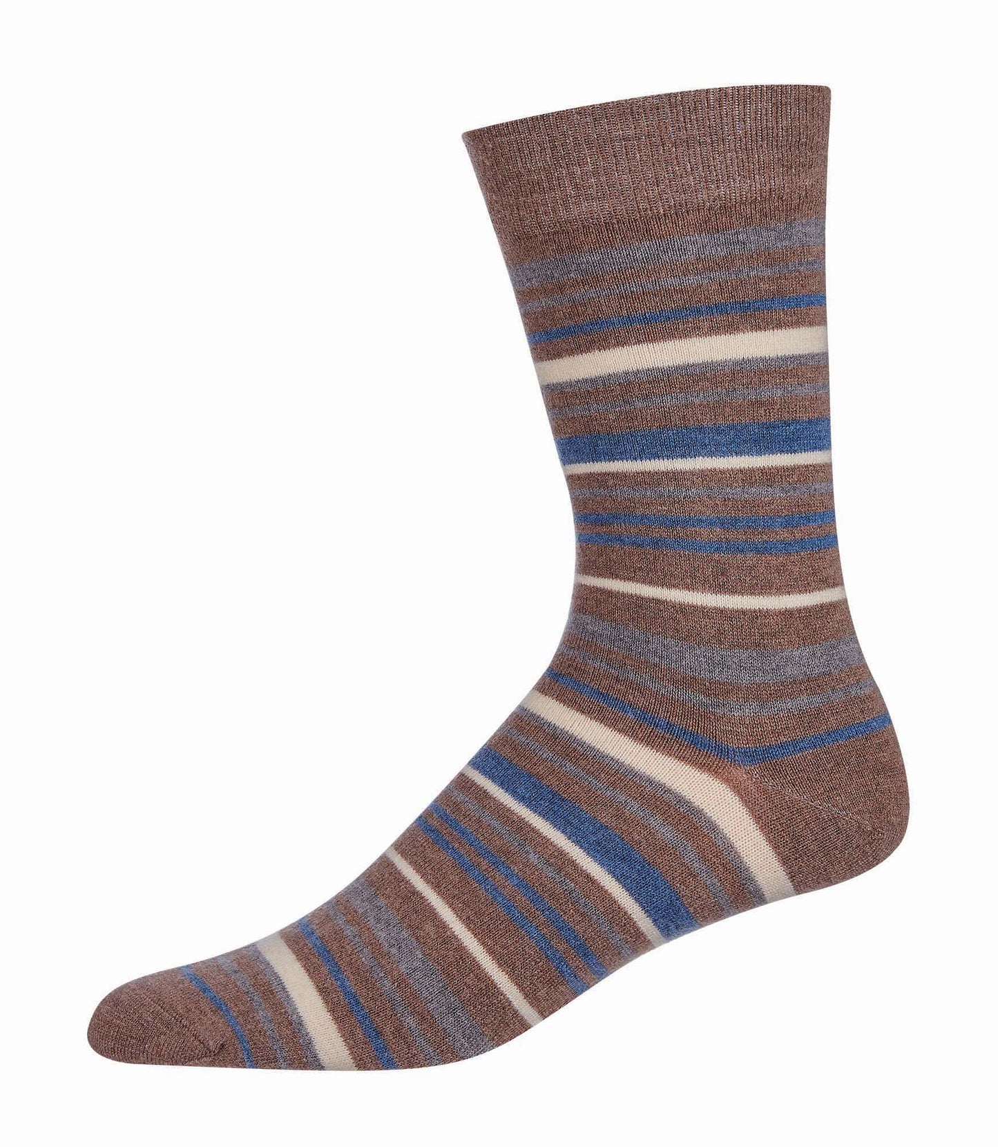 Men's Slick Stripes Luxuriously Soft Cashmere Blend Crew Socks : Color: Hemp Heather