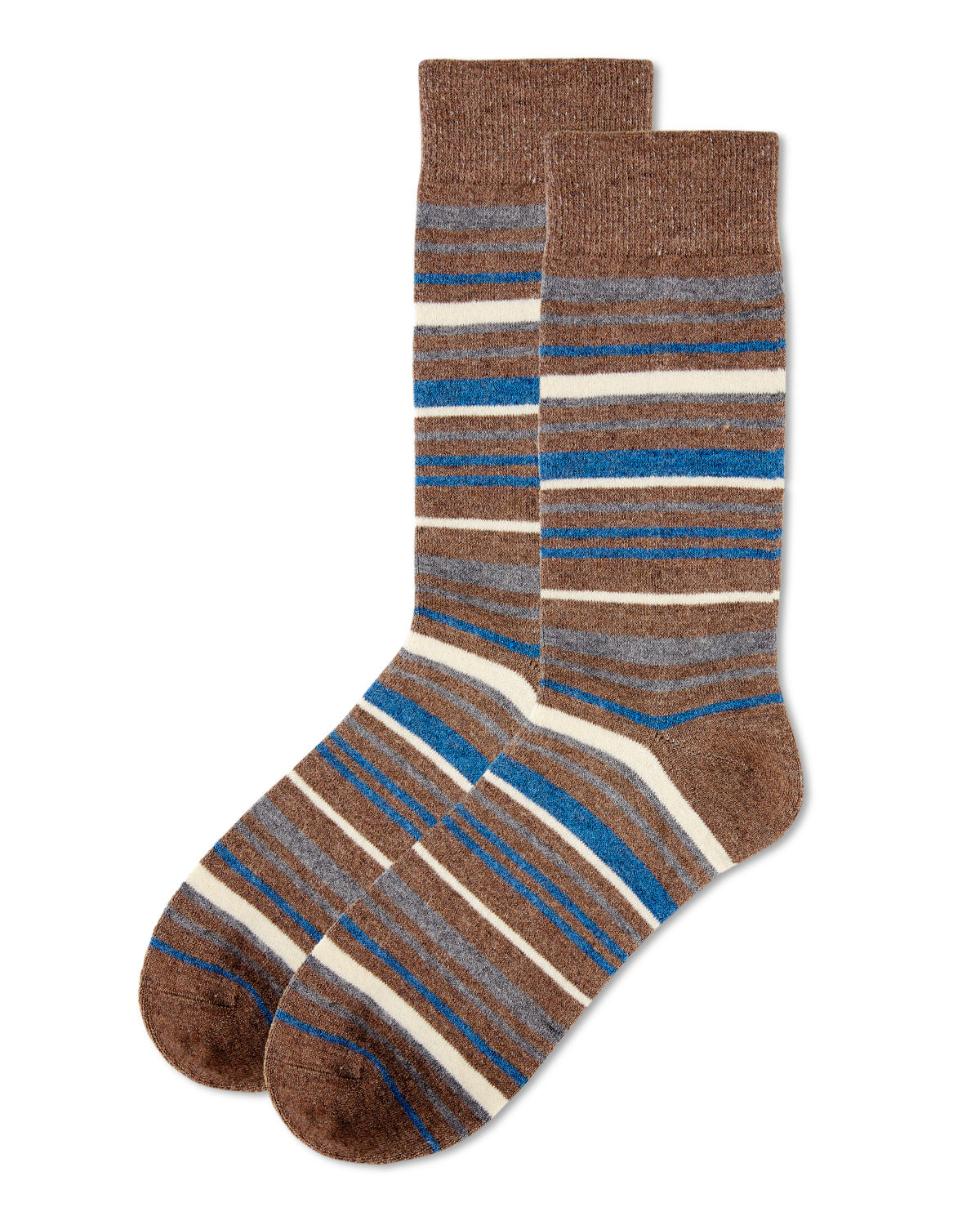 Men's Slick Stripes Luxuriously Soft Cashmere Blend Crew Socks : Color: Hemp Heather