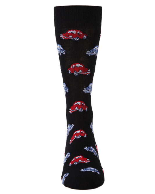 Men's "Love Bug" Rayon from Bamboo Blend Novelty Crew Sock : Color: Black