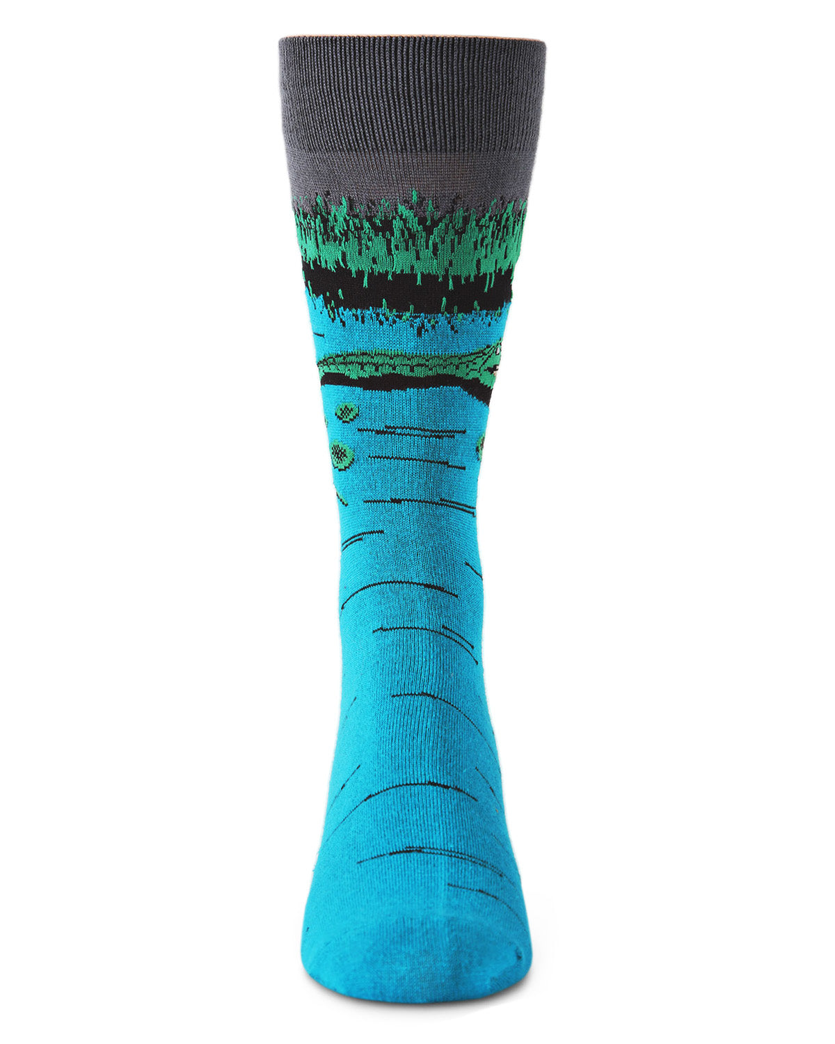 Men's Later Alligator Bamboo Blend Novelty Crew Sock : Color: Blue