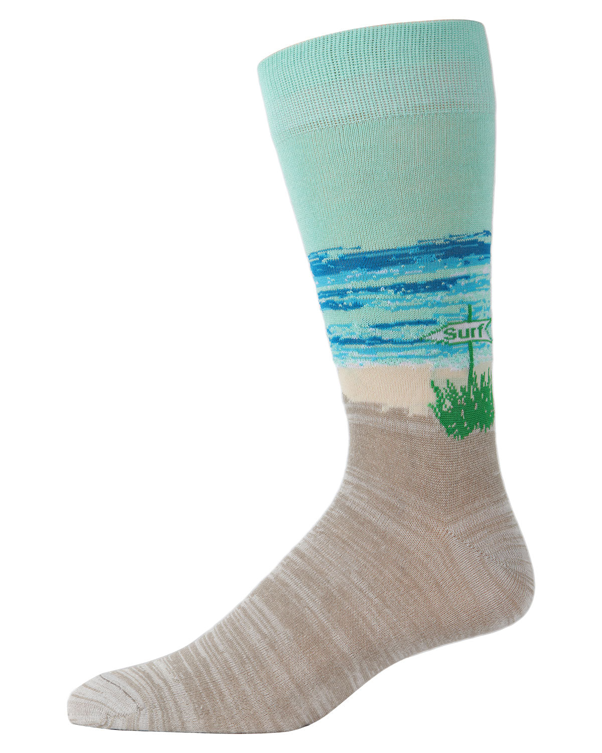 Men's Surf's Up Beach Bamboo Crew Socks : Color: Crockery Marled